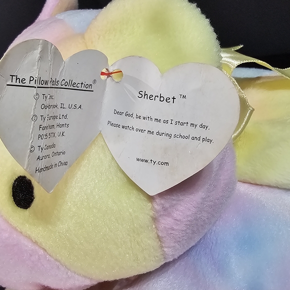 Retired Ty Beanie Baby 1998 Sherbet The Bear Pal Tie Dye Pastel w/ Tag Vintage - Picture 10 of 12